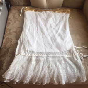 White and  gold  silk tunic